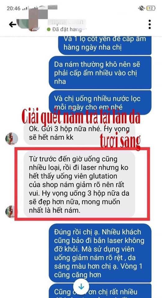 Phản hồi viên uống trị nám